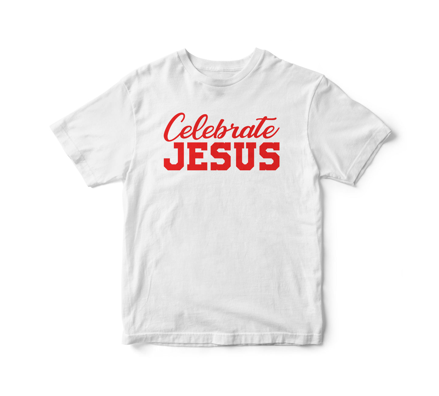 CELEBRATE JESUS TEE - WHITE/RED