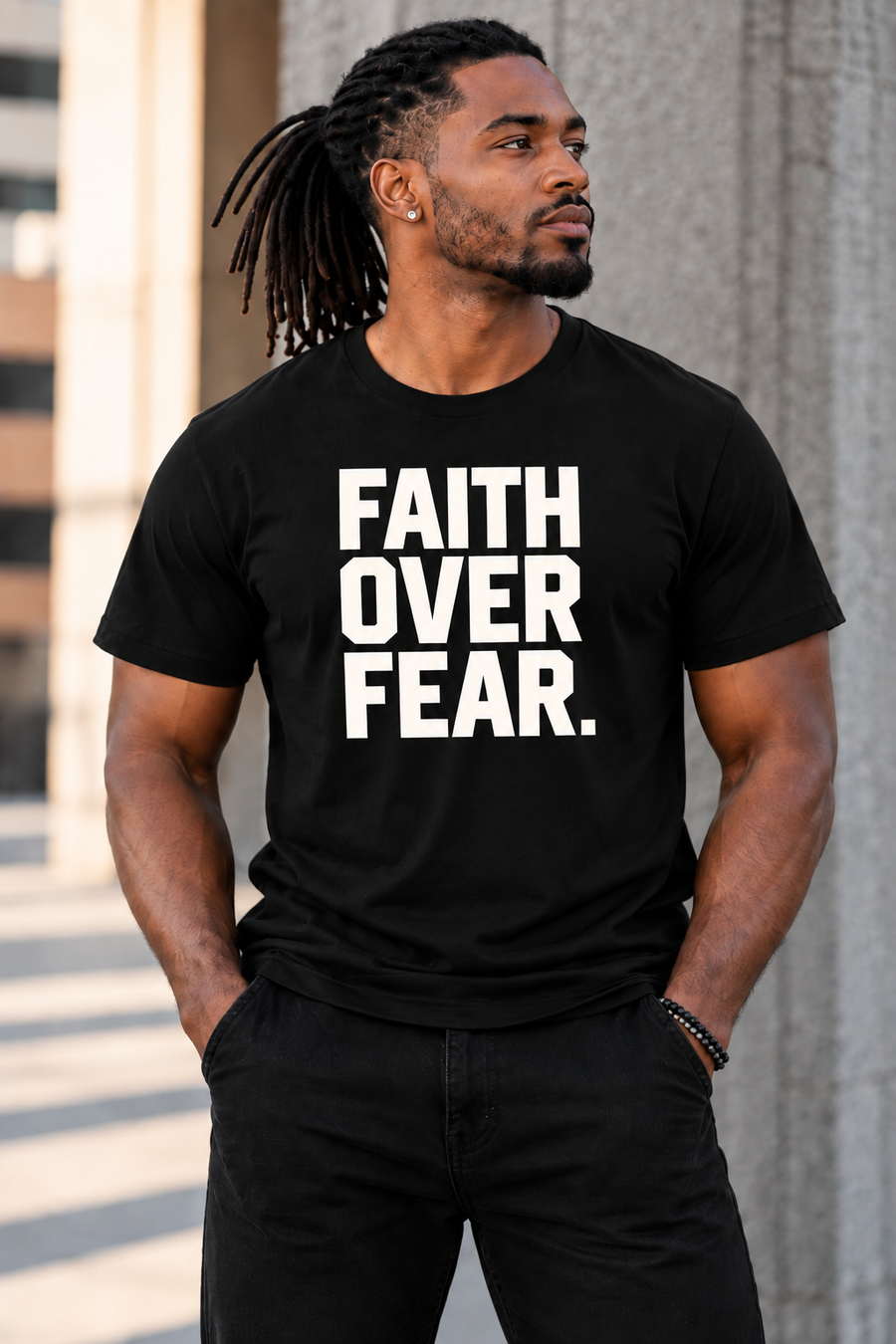FAITH OVER FEAR TEE - BLACK/BONE