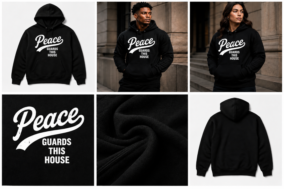 VINTAGE PEACE HOODIE - BLACK/BONE