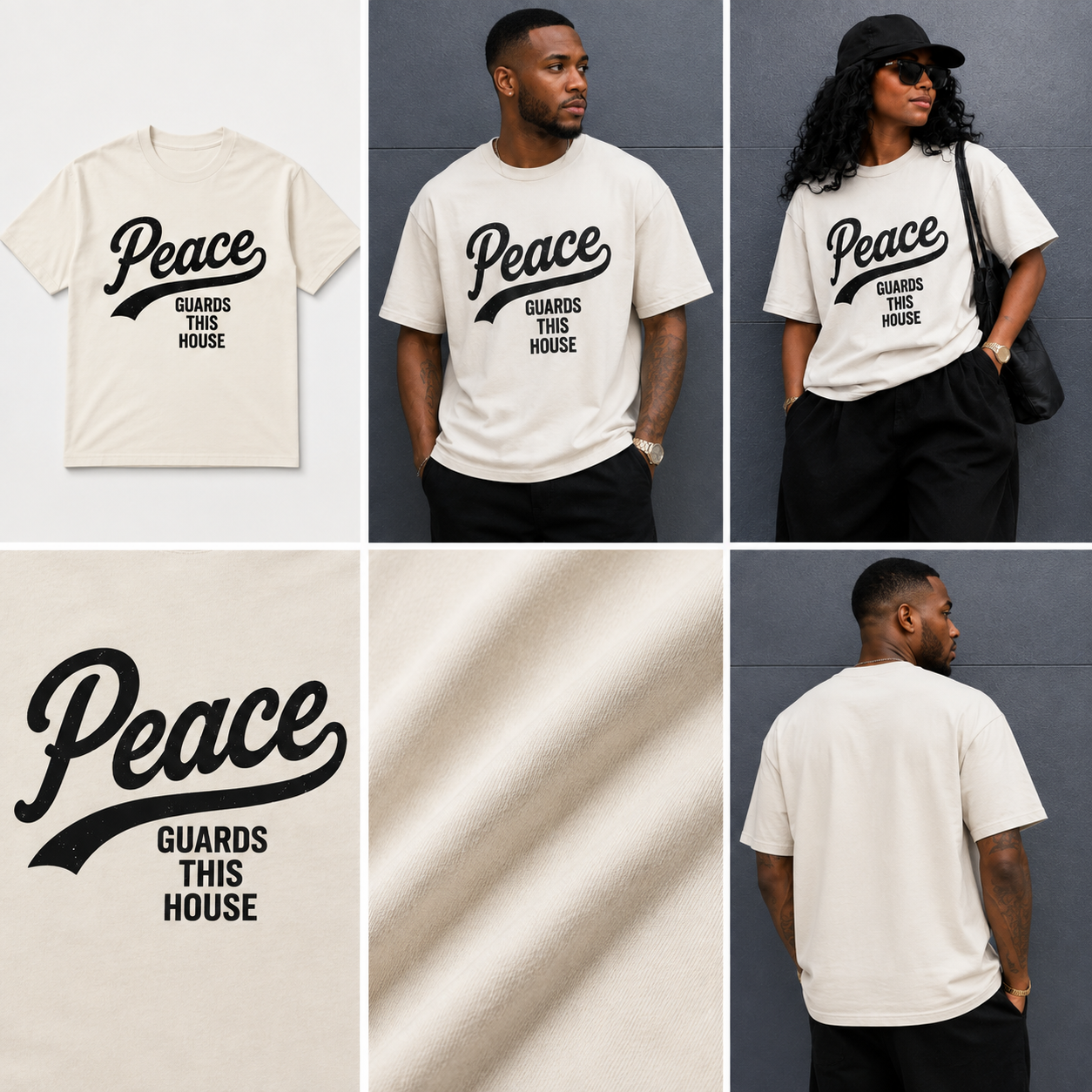 VINTAGE PEACE TEE- BONE/BLACK