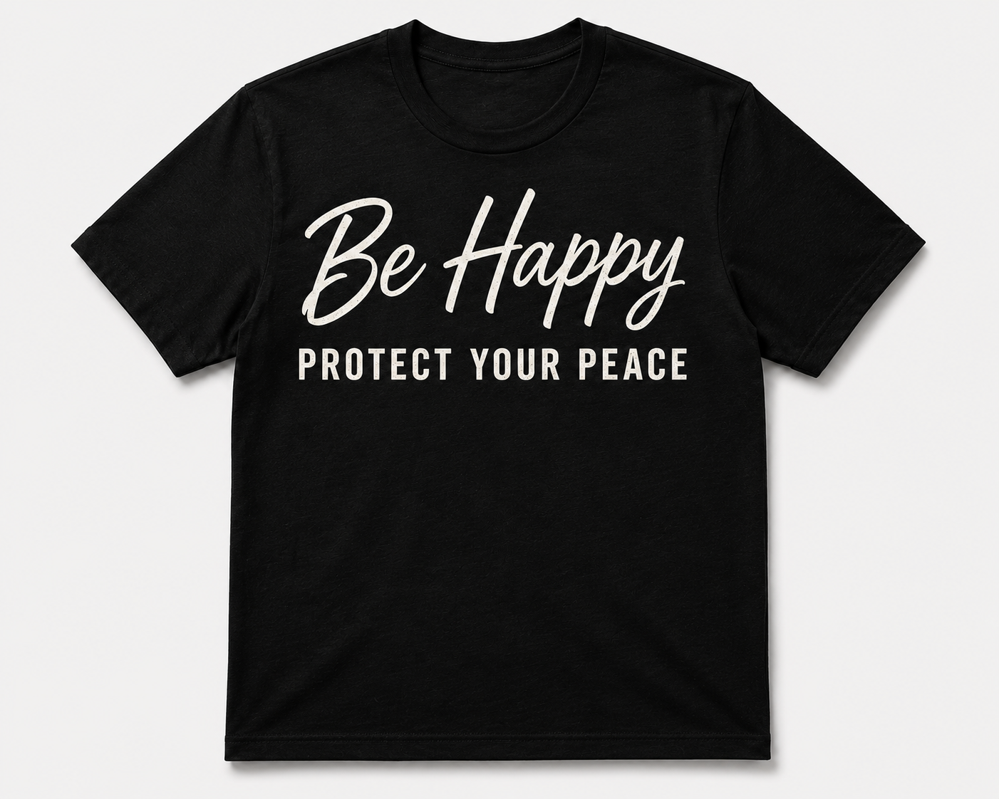 BE HAPPY TEE - BLACK/BONE
