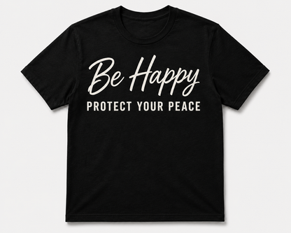 BE HAPPY TEE - BLACK/BONE
