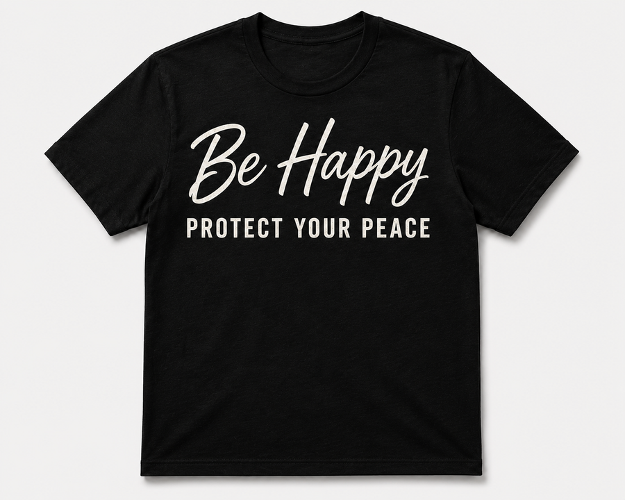 BE HAPPY TEE - BLACK/BONE