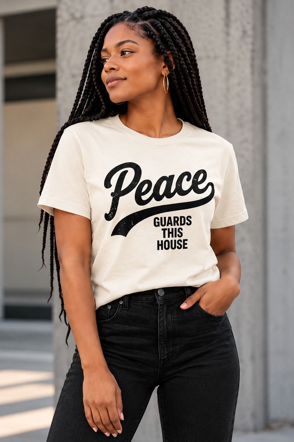VINTAGE PEACE TEE- BONE/BLACK
