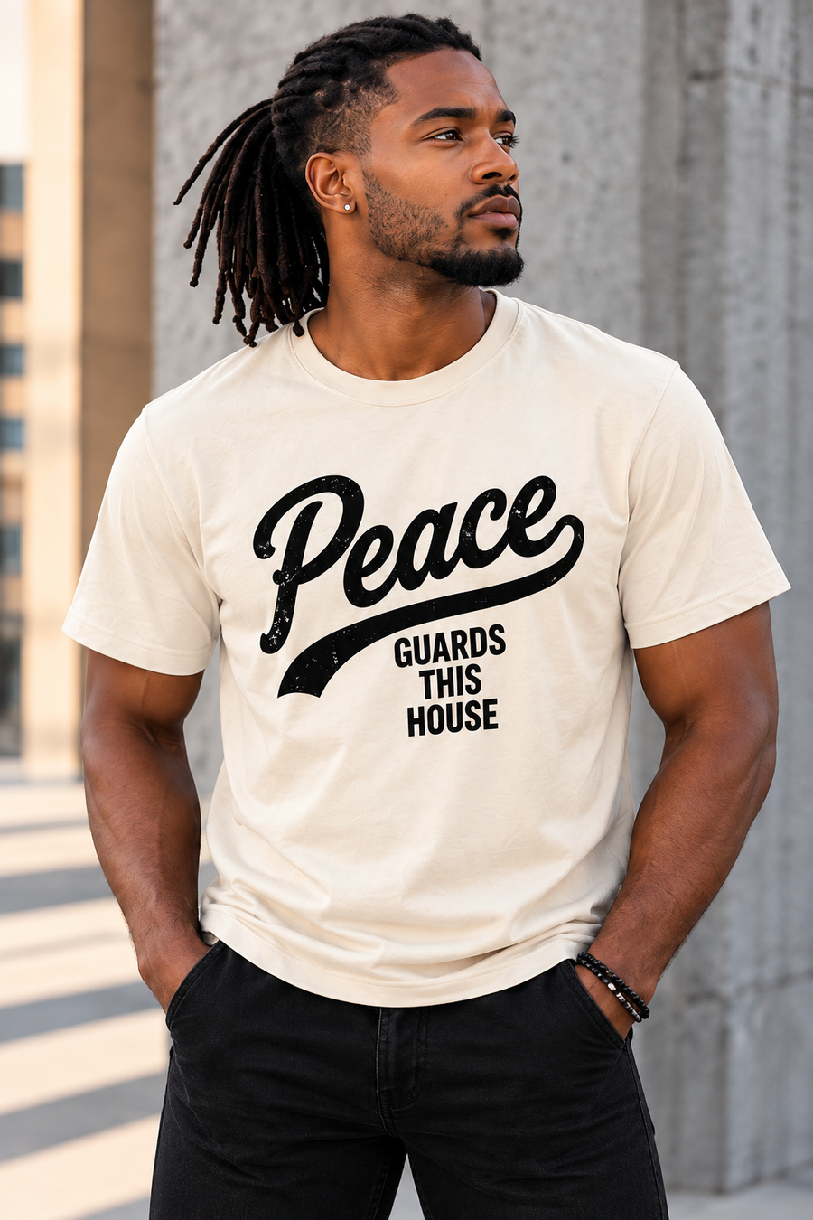 VINTAGE PEACE TEE- BONE/BLACK