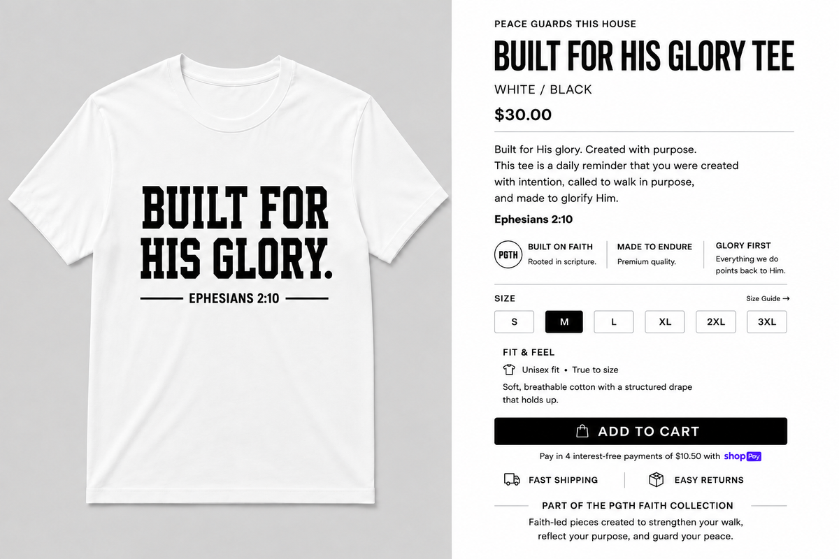 BUILT FOR HIS GLORY TEE - FLAT LAY/WHITE