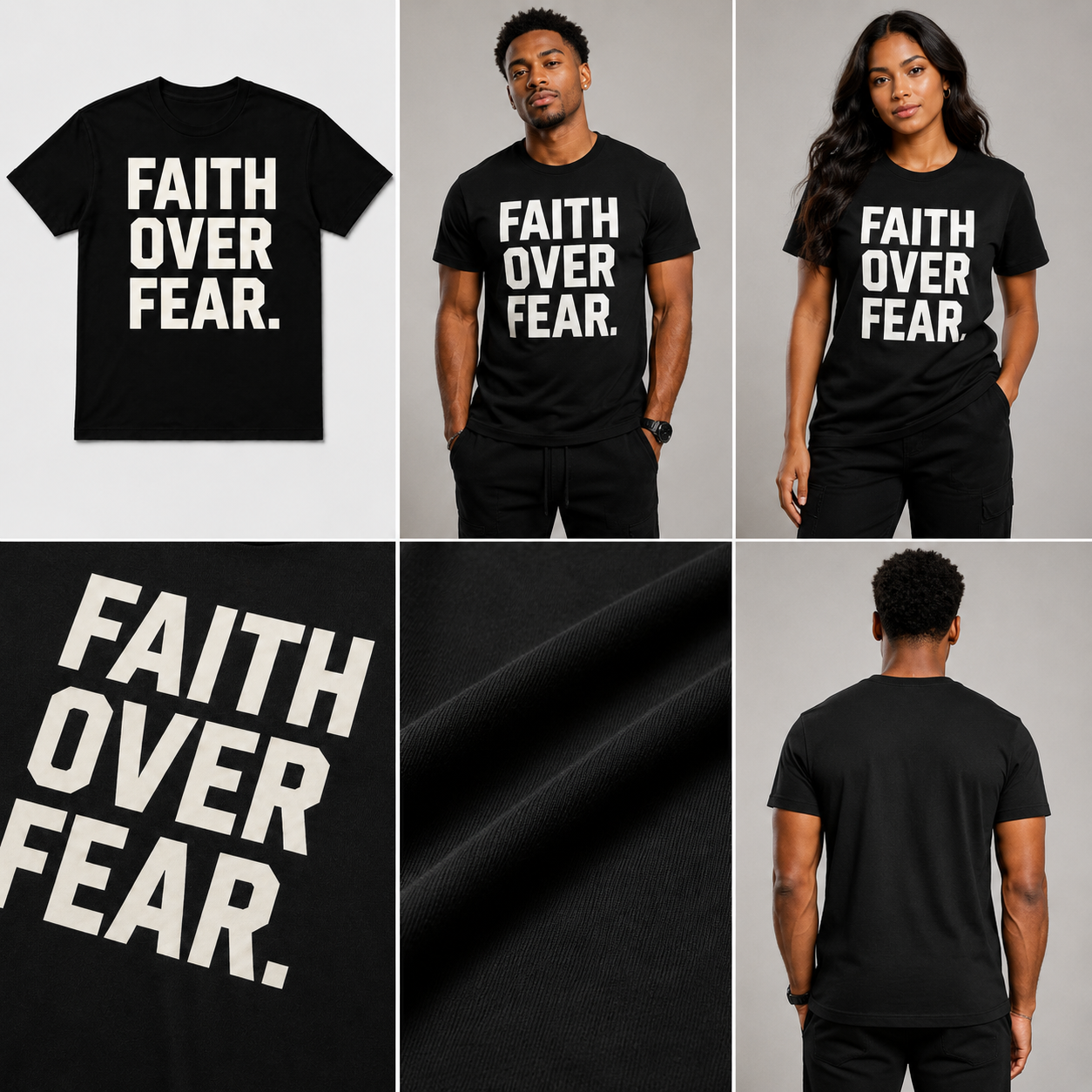 FAITH OVER FEAR TEE - BLACK/BONE