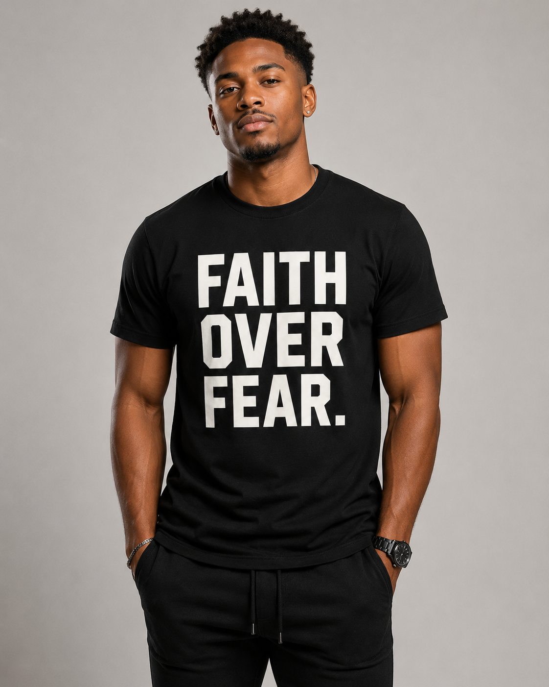 FAITH OVER FEAR TEE - BLACK/BONE