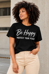 BE HAPPY TEE - BLACK/BONE
