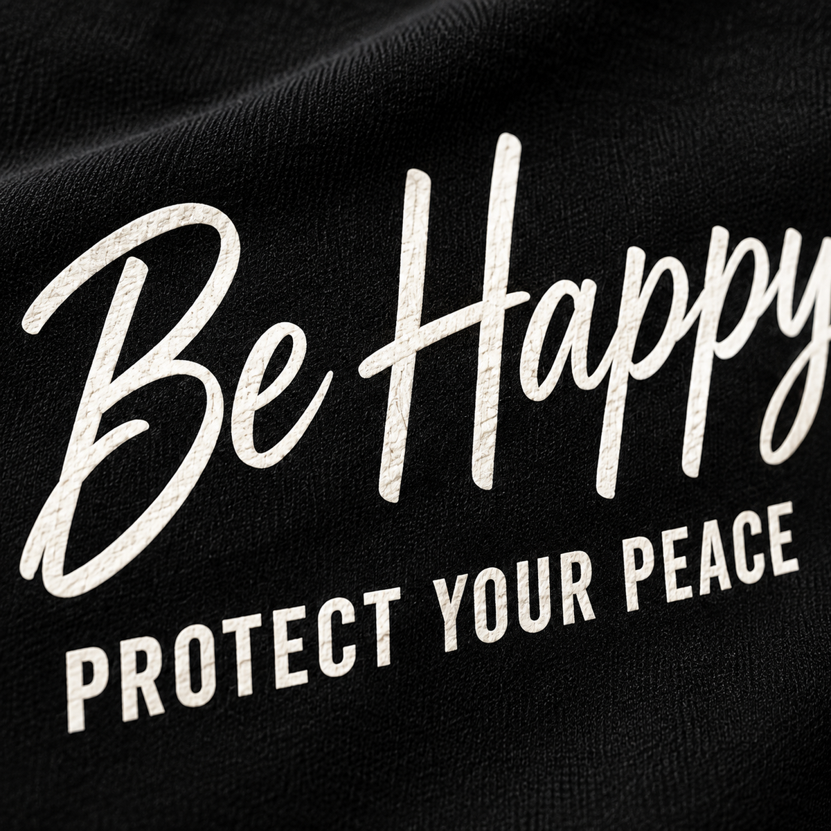 BE HAPPY TEE - BLACK/BONE