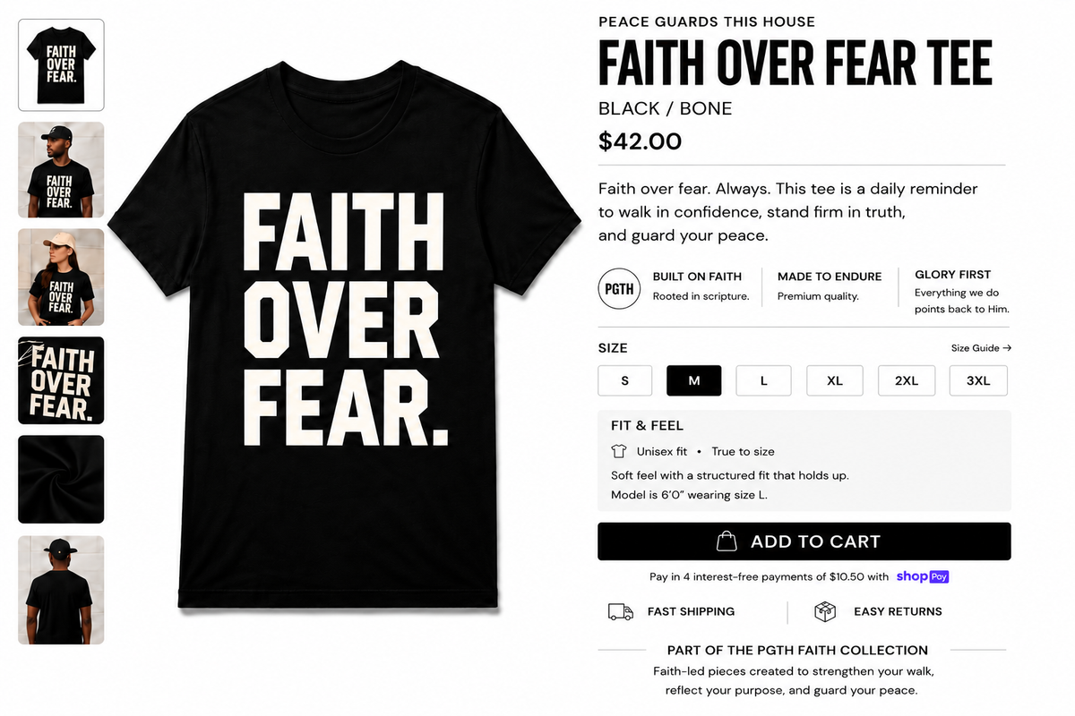 FAITH OVER FEAR TEE - BLACK/BONE