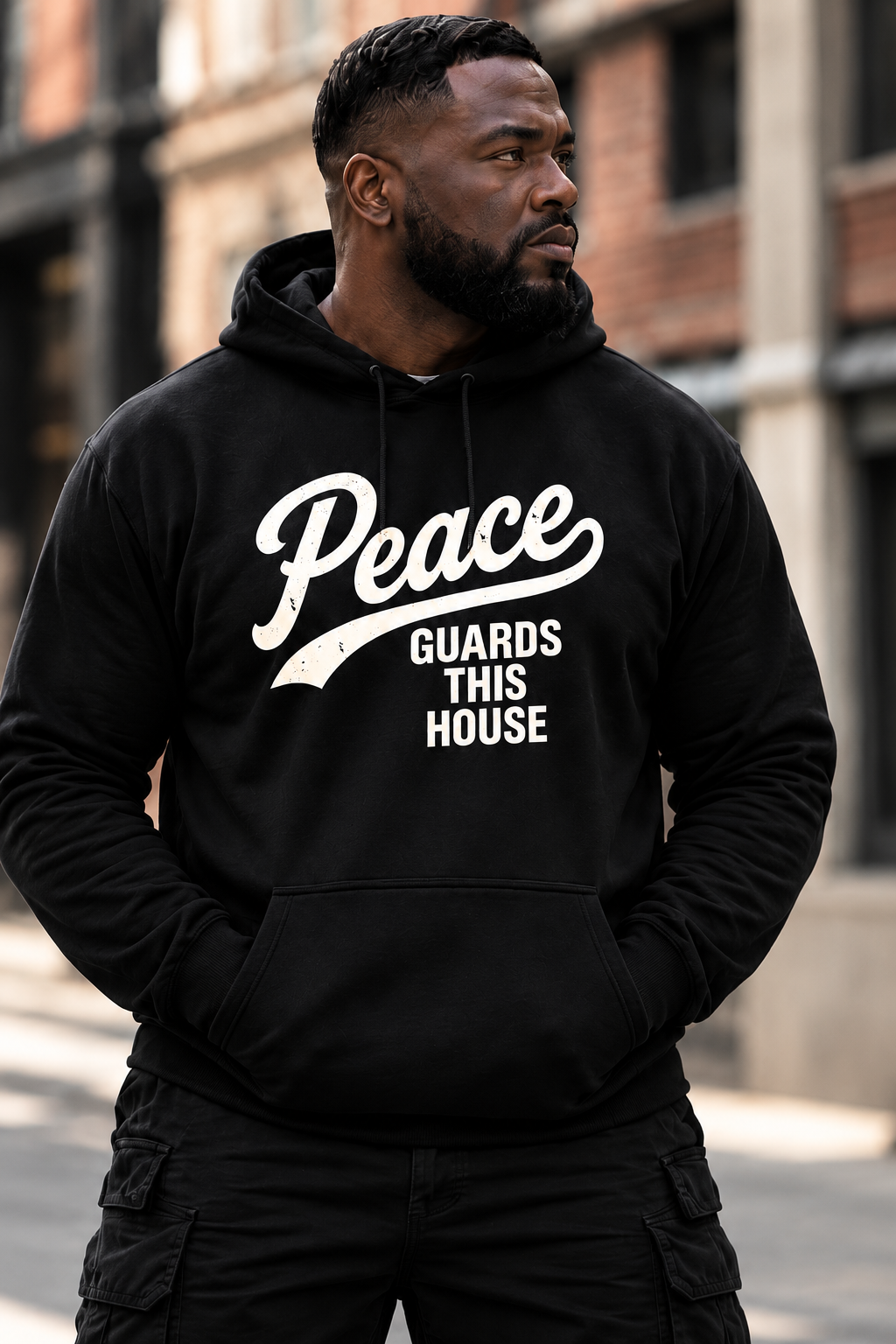 VINTAGE PEACE HOODIE - BLACK/BONE