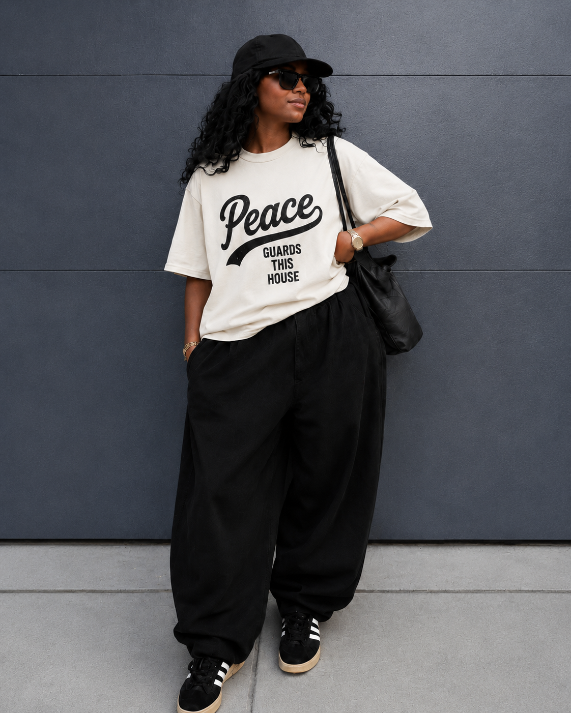 VINTAGE PEACE TEE- BONE/BLACK