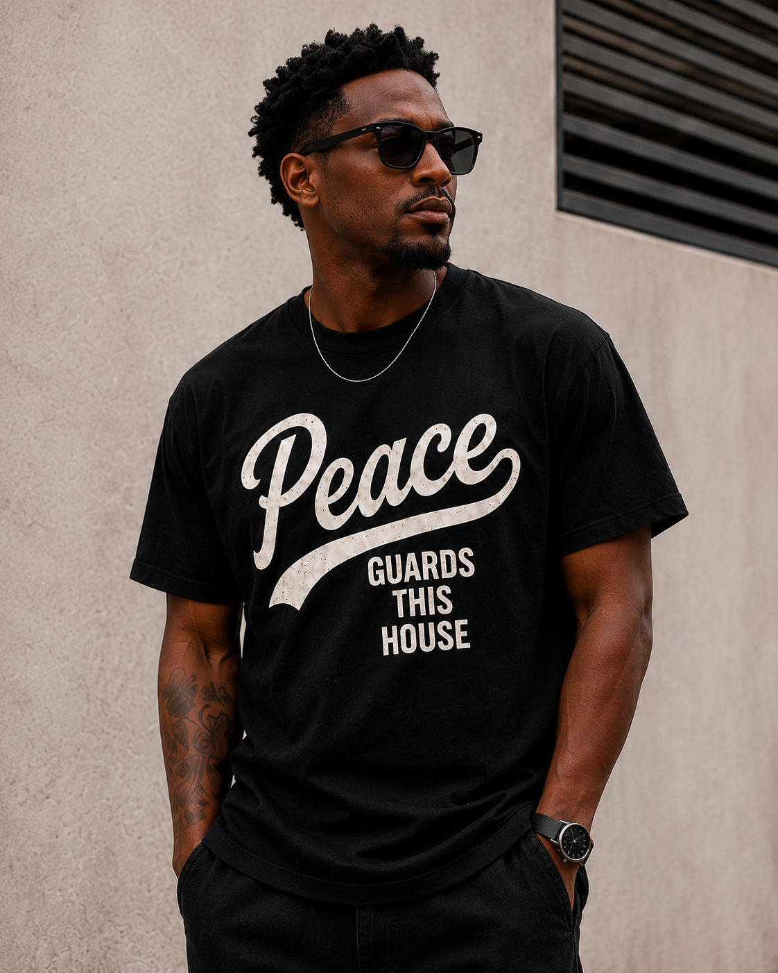 VINTAGE PEACE TEE - FLATY LAY BLACK
